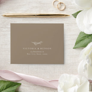 Enveloppe Brown simple élégance botanique mariage RSVP