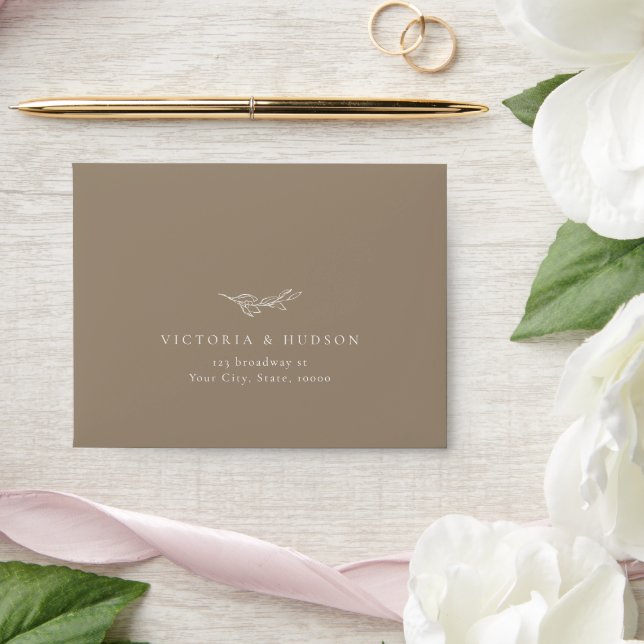 Enveloppe Brown simple élégance botanique mariage RSVP (Wedding)