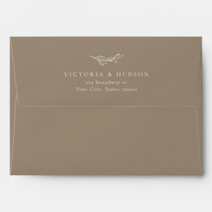 Enveloppe Brown simple mariage botanique adresse de retour