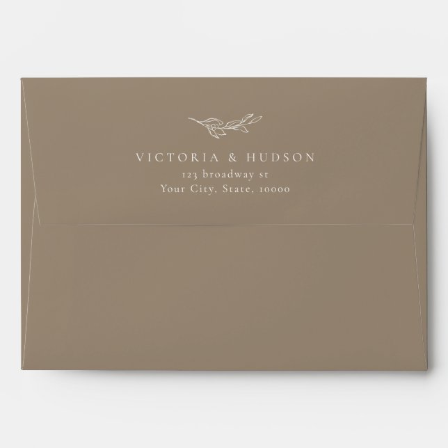 Enveloppe Brown simple mariage botanique adresse de retour (Dos (Haut rabat))