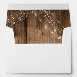 Enveloppe Brown Wood Lights Mariage Adresse personnalisée