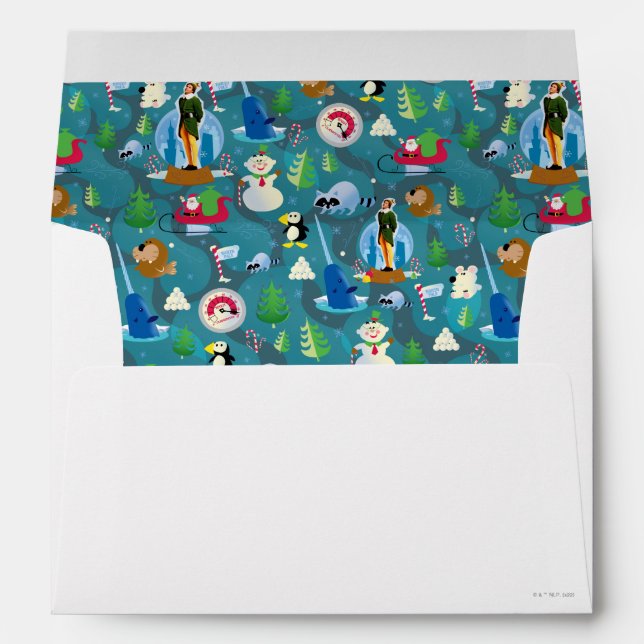 Enveloppe Buddy l'elfe et personnages Motif Turquoise (Dos (Bas))