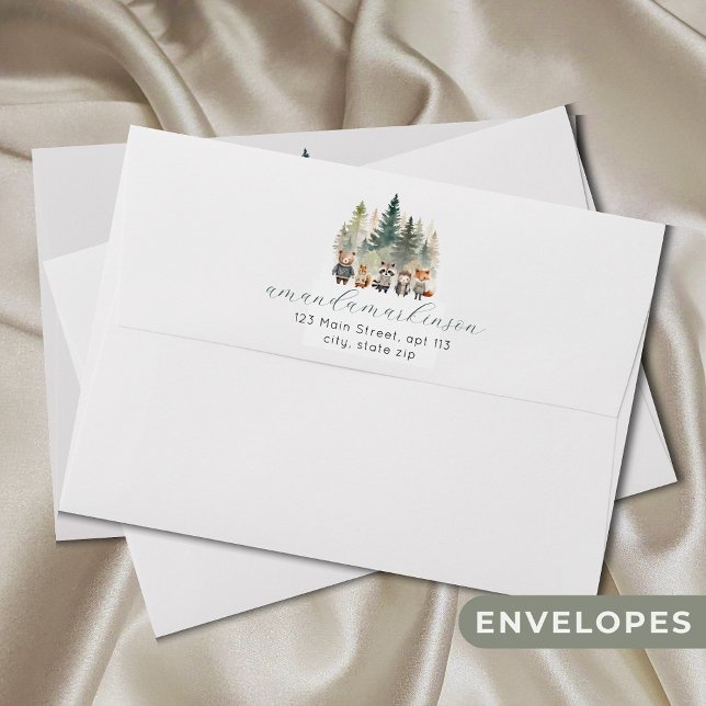 Enveloppe Budget Baby shower d'aquarelle des bois (Créateur téléchargé)