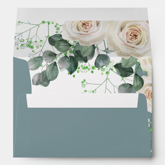 Enveloppe Budget Mariage Feuille de White Roses Sage Eucalyp (Dos (Bas))
