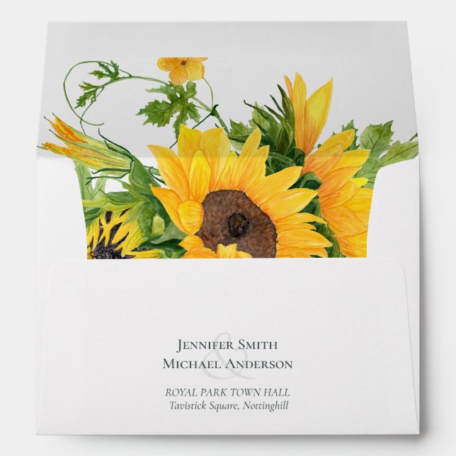 Enveloppe Budget Rustique Tournesols Mariage Sud (Dos (Bas))