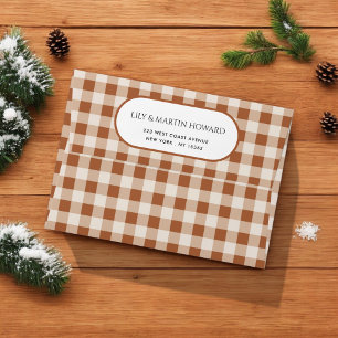 Enveloppe Buffalo Brown beige Plaid Holiday Adresse de retou