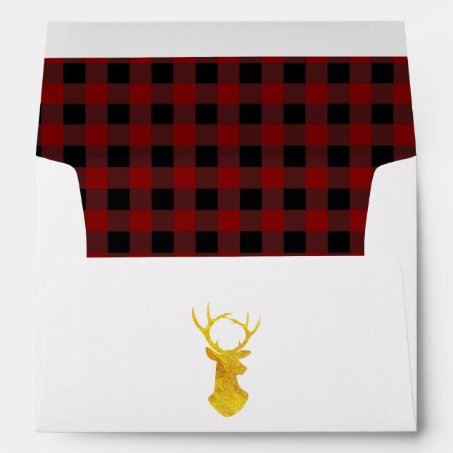 Enveloppe Buffalo Plaid Gold Foil Christmas Deer (Dos (Bas))