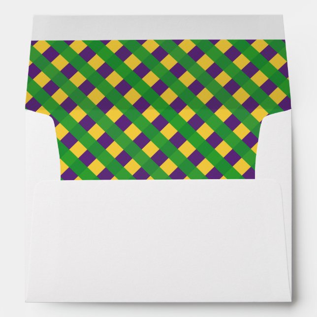 Enveloppe Buffalo Plaid Mardi Gras Style Blanc (Dos (Bas))