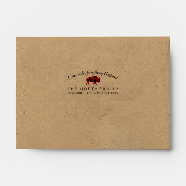 Enveloppe Buffalo Plaid Wives Red / Kraft ID603 (Dos (Haut rabat))