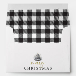 Enveloppe Buffle noir et blanc Check Plaid Joyeux Noël