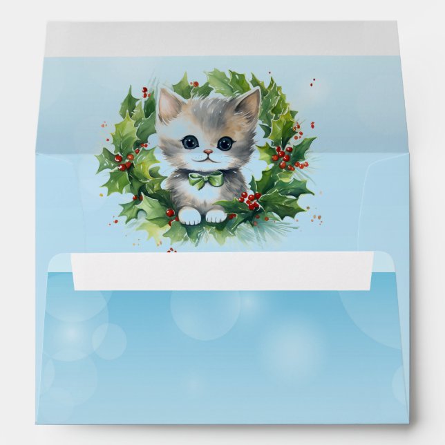 Enveloppe Bulles bleues et Little Grey Kitten (Dos (Bas))