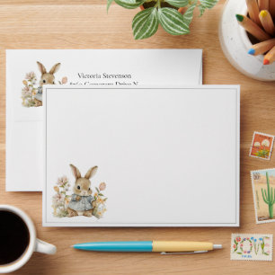 Enveloppe Bunny Lapin Baby shower Floral Invitation