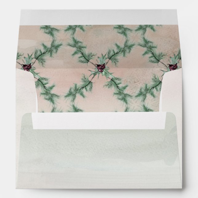 Enveloppe Burgundy Berry Holly Pine Noël (Dos (Bas))