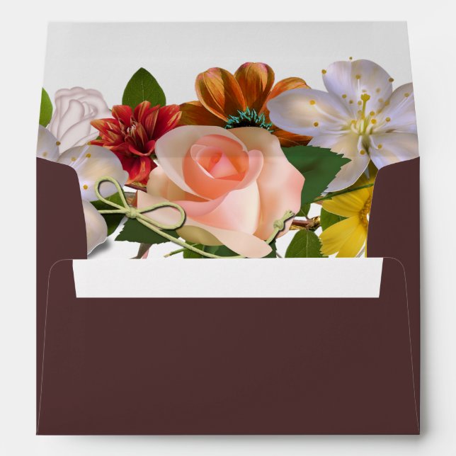 Enveloppe Burgundy Blush Chic Floral & Retour Adresse (Dos (Bas))