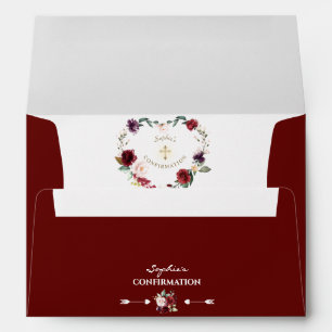 Enveloppe Burgundy Blush Floral Confirmation Adresse de reto