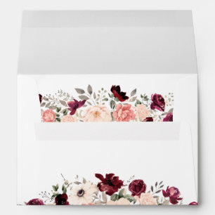 Enveloppe Burgundy Blush Floral Mariage blanc