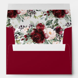 Enveloppe Burgundy Blush Floral rose 5x7 Mariage carte A7