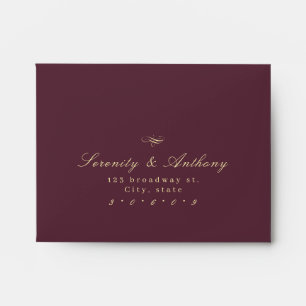 Enveloppe Burgundy Classic Elegance Script mariage RSVP