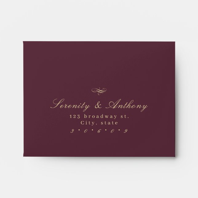 Enveloppe Burgundy Classic Elegance Script mariage RSVP (Devant)