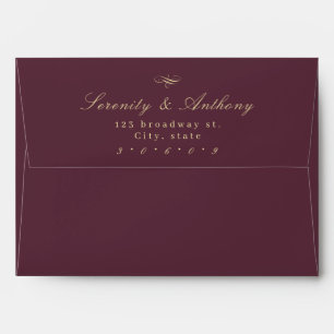 Enveloppe Burgundy Classic Élégance Script Mariage simple