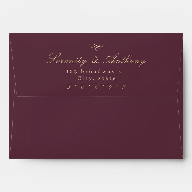 Enveloppe Burgundy Classic Élégance Script Mariage simple (Dos (Haut rabat))