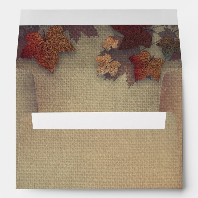 Enveloppe Burgundy Fall quitte le Mariage Russe Burlap (Dos (Bas))