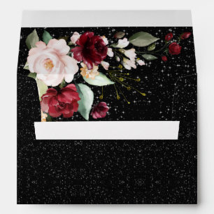 Enveloppe Burgundy Floral Aquarelle Rustique Noir Mariage