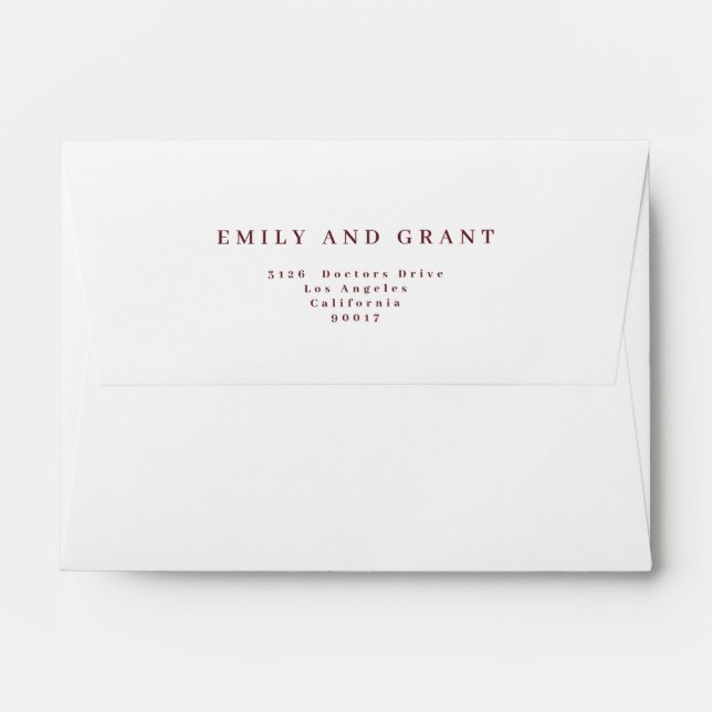 Enveloppe Burgundy & Gold Fall Calligraphy Adresse du Mariag (Dos (Haut rabat))