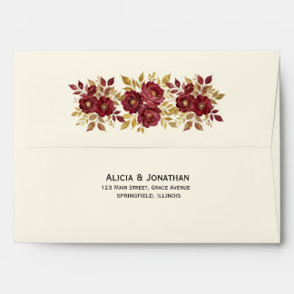 Enveloppe Burgundy Gold Floral Wedding Envelope