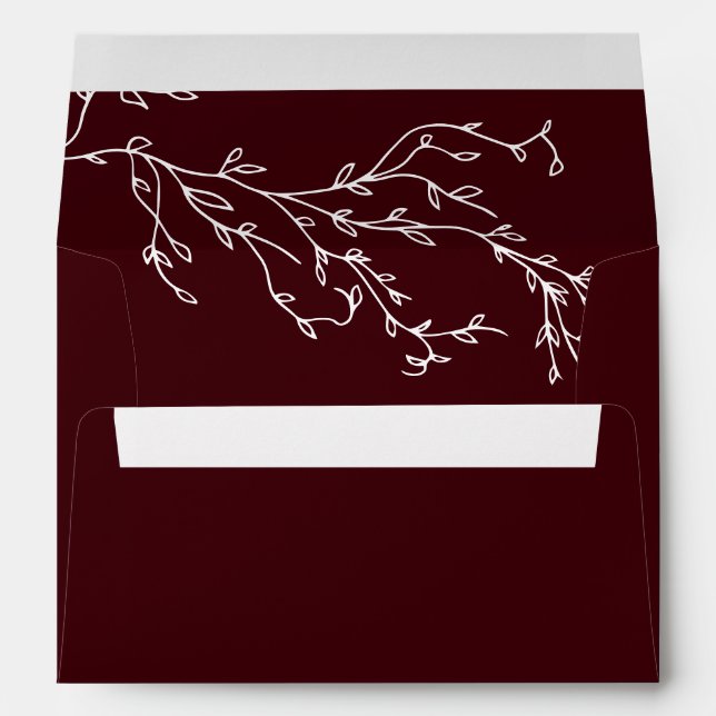Enveloppe Burgundy & Ivory Botanical Elegant Wedding (Dos (Bas))