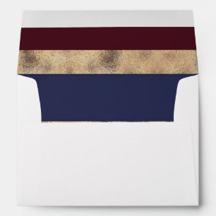 Enveloppe Burgundy Marine et Gold Stripes Mariage moderne