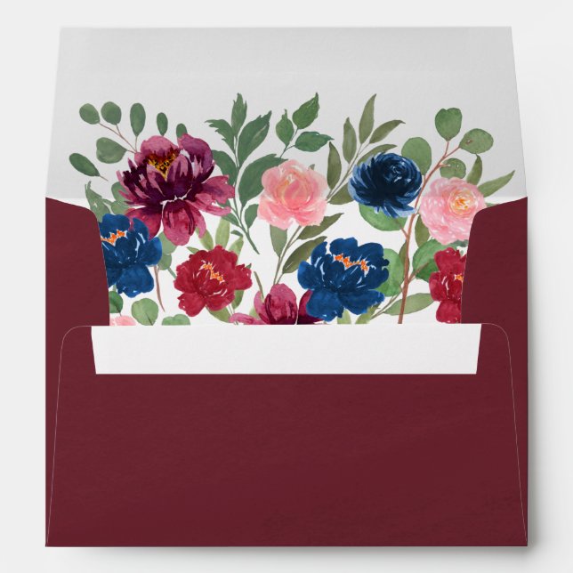 Enveloppe Burgundy Marsala Fall Blush Rose Navy Bleu Mariage (Dos (Bas))