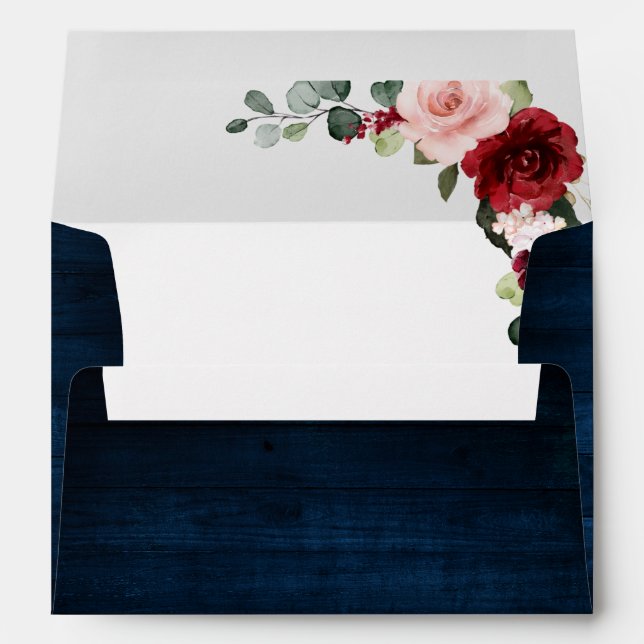 Enveloppe Burgundy Navy Blush Floral Mariage géométrique Env (Dos (Bas))