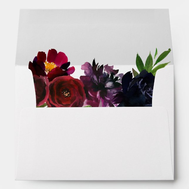 Enveloppe Burgundy Plum Navy Floral (Dos (Bas))