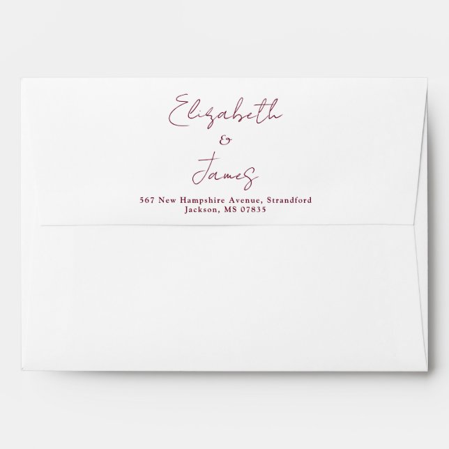 Enveloppe Burgundy Red Elegant Script Return Adresse (Dos (Haut rabat))