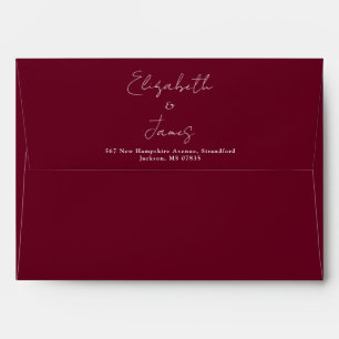 Enveloppe Burgundy Red Elegant Script Return Adresse