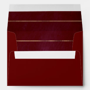 Enveloppe Burgundy Red et Gold Stripes élégant moderne