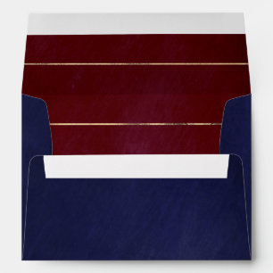 Enveloppe Burgundy Red et Navy Blue Gold Stripes