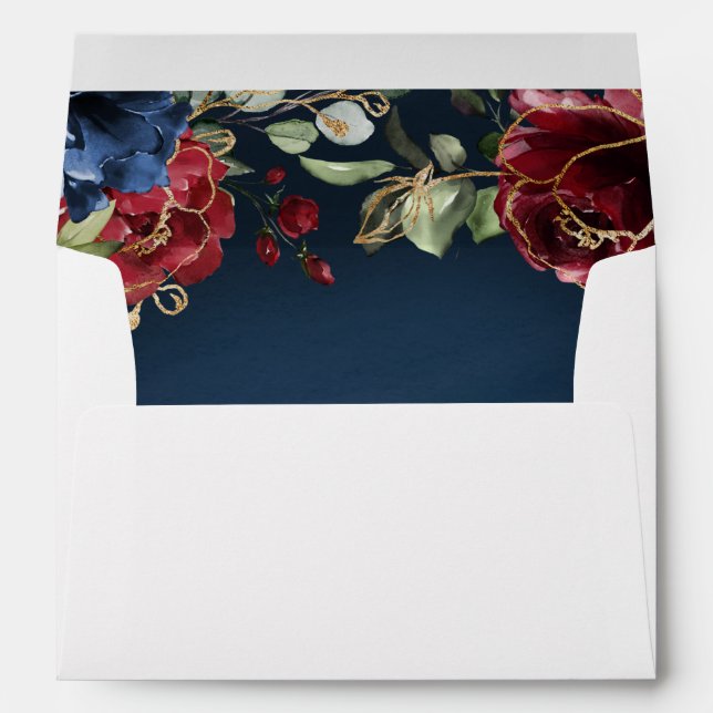 Enveloppe Burgundy Red Navy Blue Gold et Blush Pink Mariage (Dos (Bas))