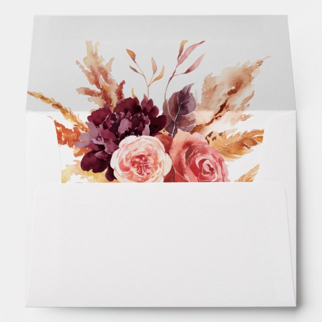 Enveloppe Burgundy Terracotta Mariage Adresse de retour 5x7  (Dos (Bas))