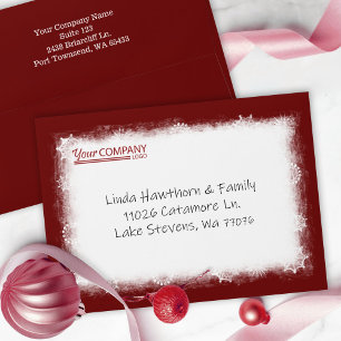 Enveloppe Burgundy White Snowflakes Company Logo s'adresse