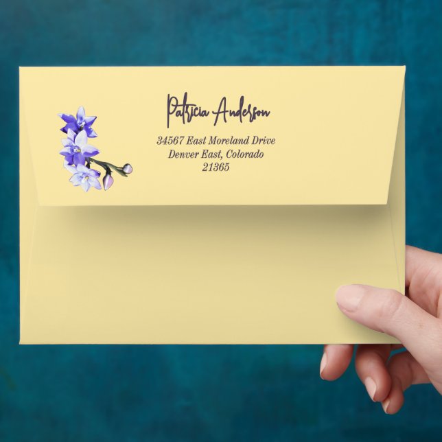 Enveloppe Butter Yellow & Lilac SunOrchid Birthday (Hand)
