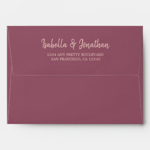 Enveloppe cabernet rose aquarelle mariage
