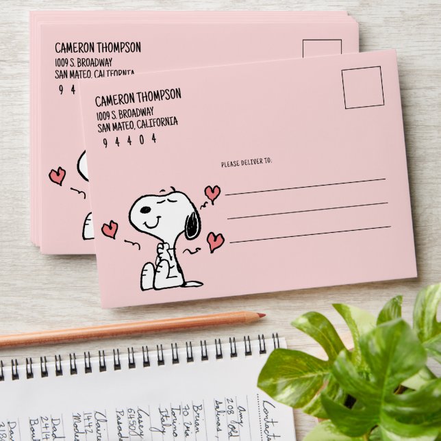 Enveloppe cacahuètes | Coeurs de snoopy (Stacked)