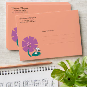 Enveloppe cacahuètes Illustration de la nature Fleur pourp