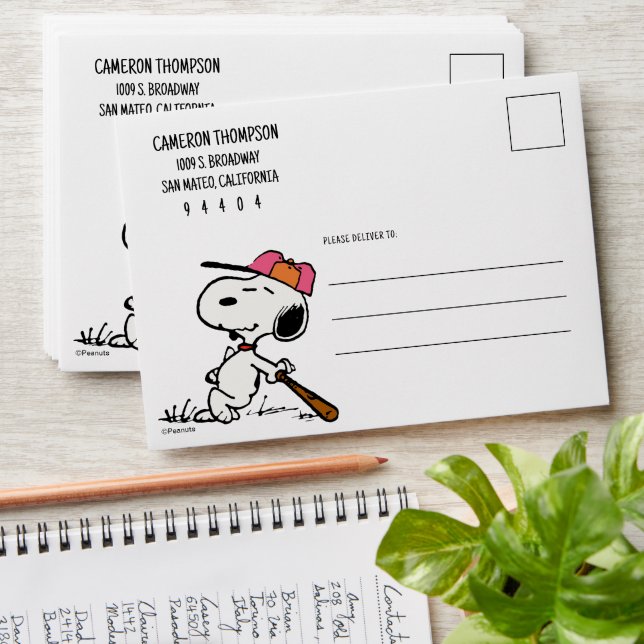 Enveloppe cacahuètes | Snoopy at Bat (Stacked)