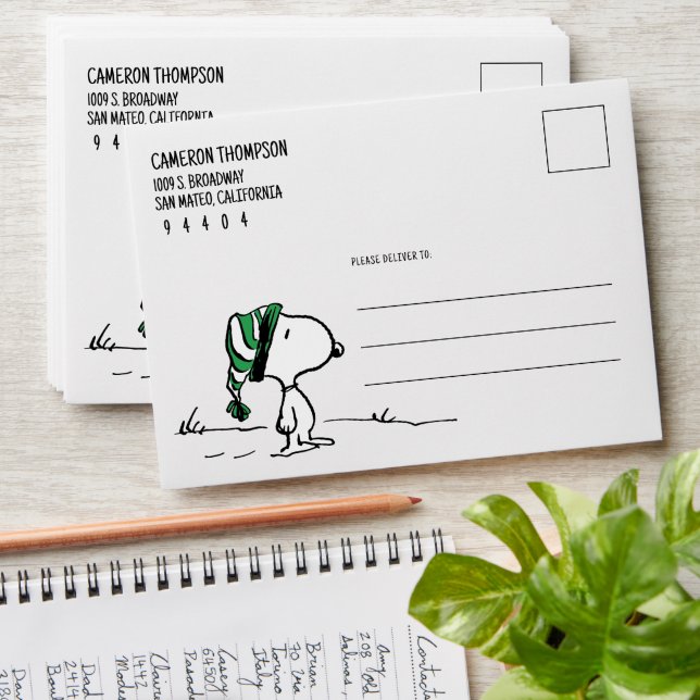 Enveloppe cacahuètes | Snoopy Green Casquette de neige (Stacked)
