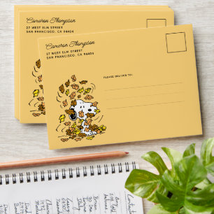 Enveloppe cacahuètes Snoopy Pile de Feuilles