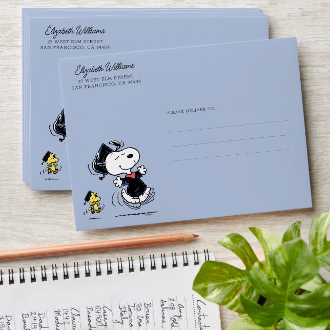 Enveloppe cacahuètes | Snoopy & Woodstock Graduation (Stacked)
