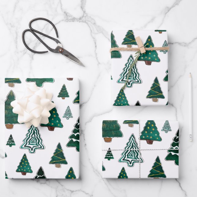 Enveloppe cadeau Arbre de Noël - 3 feuilles de pap (Recto)